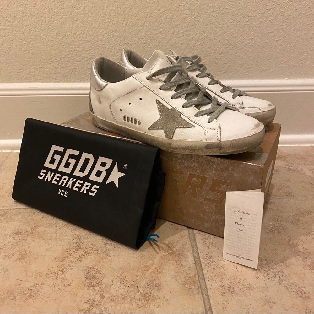 GOLDEN GOOSE SUPERSTAR SNEAKERS WHITE SILVER 38 - Picture 3 of 15